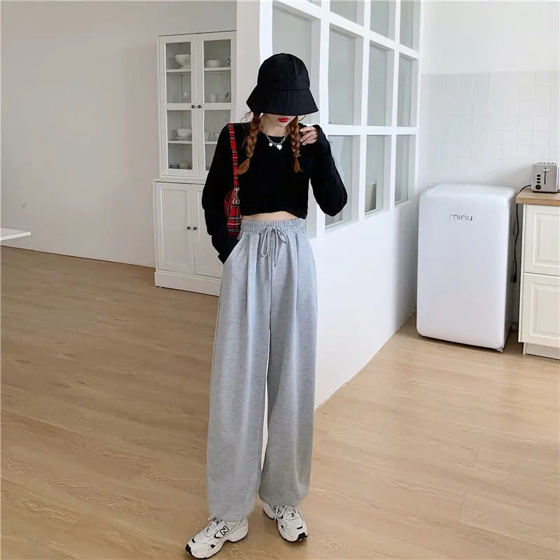 Women's Loose Thin Gray Sporting Sweatpants