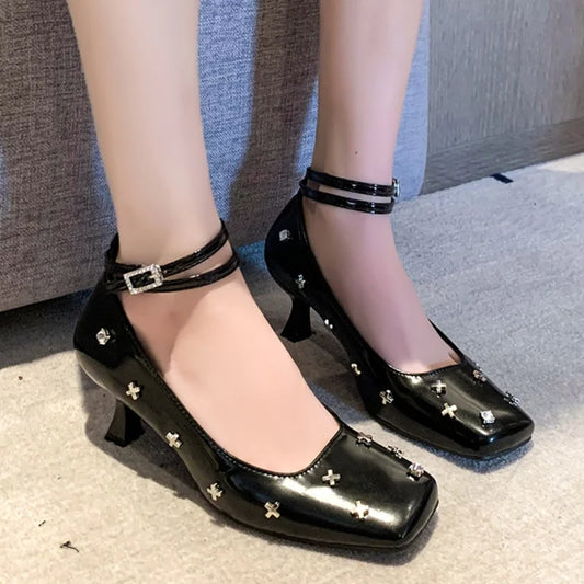 Fashion Mary Jane Highs Loafers Shall Designer Luxury Autumn Square Toe Shoes Low Heel Pumps