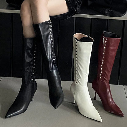 Chic Stylish Trendy Elegant Comfortable Fashionable Pointed Toe Knee High Boots