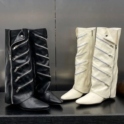 Elegant Trendy Stylish Comfortable Ankle Zipper Knee High Boots