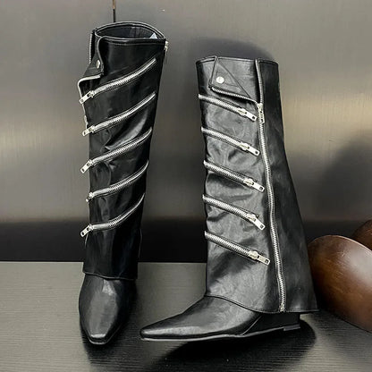 Elegant Trendy Stylish Comfortable Ankle Zipper Knee High Boots