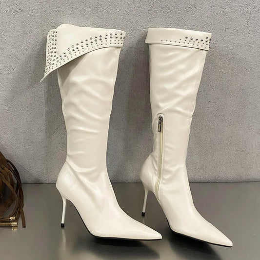 Trendy Stylish Comfortable Elegant Fashionable Chic Pointed Toe Knee High Boots