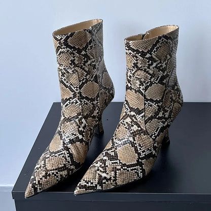 Fashionable Comfortable Elegant Short Zipper Snakeskin Knee High Boots