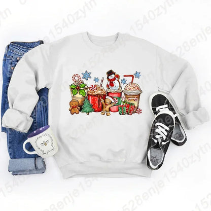 Vintage Style Christmas Hoodie - Festive Beverage Print Casual Fashion