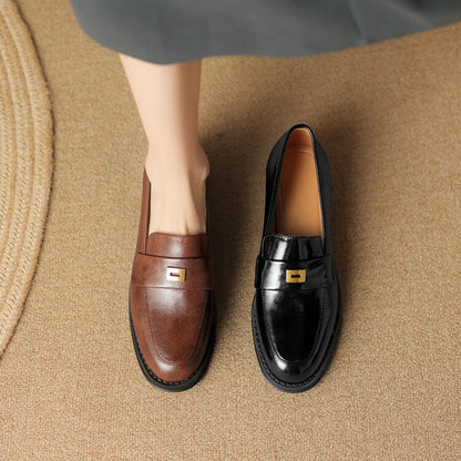 Genuine Leather Designer Comfortable Casual Black Moccasins Women Loafers