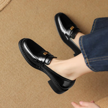 Genuine Leather Designer Comfortable Casual Black Moccasins Women Loafers