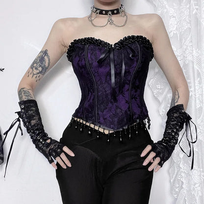 Gothic Spaghetti Strap Corset Punk Grunge Sexy Halloween Clothing Crop Top