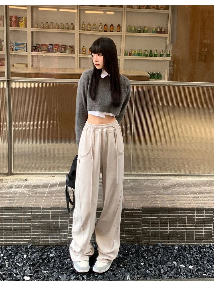 Gray Jogging Sweatpants Women Harajuku Oversize Sports Kpop Pant