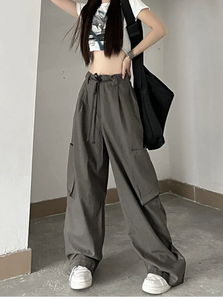 Gothic Punk Oversize Harajuku Techwear White Cargo Grunge Jogging Pant