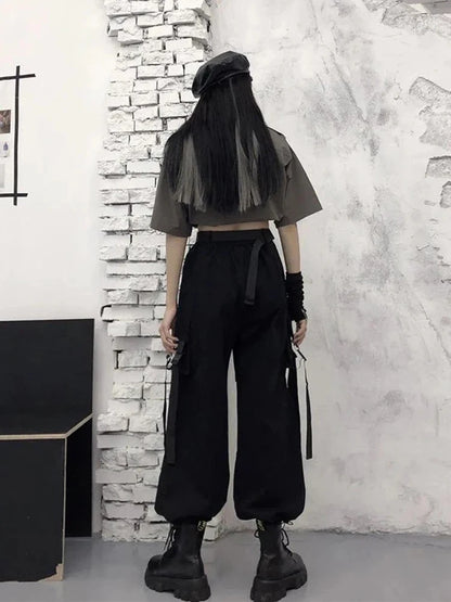 Streetwear Oversize Chain Punk Techwear Black Alt Wide Leg Pant