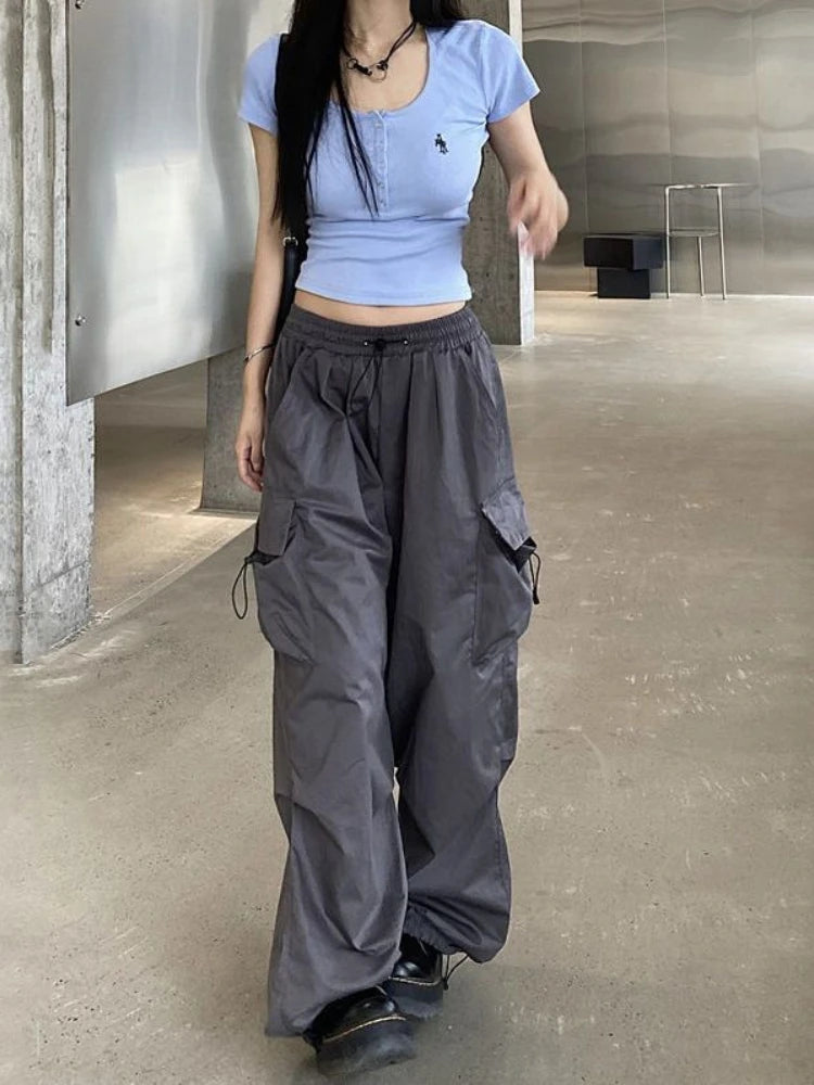 Harajuku Parachute Streetwear Baggy Cargo Women Y2K Edgy Jogging Pant