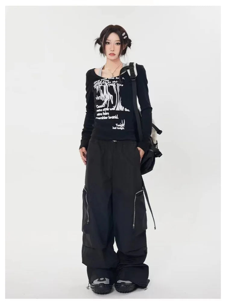 Hip Hop Baggy Cargo Y2K Streetwear Oversize Wide Leg Techwear Korean Pant