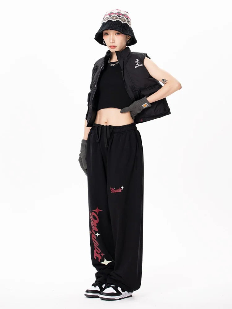 Hip Hop Letter Sports Harajuku Kpop Sweatpants Jogging Grunge Wide Leg Pant