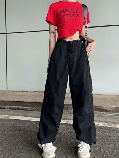 Retro Green Cargo Women Y2K Harajuku Oversize Wide Leg Pant