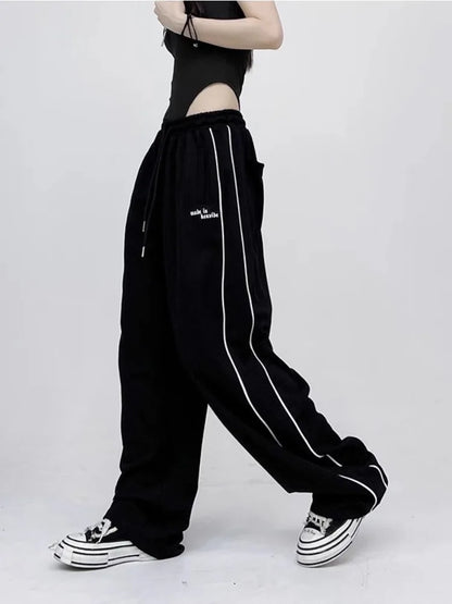 Black Baggy Jogging Sweatpants Women Y2K Cyber Punk Oversize Pant