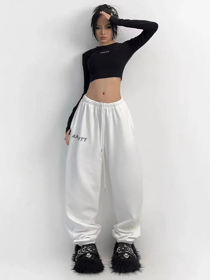 Hippie Gray Jogging Y2K Harajuku Streetwear Oversize Sports Pants