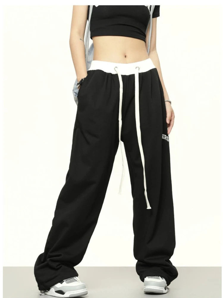 Hippie Y2K Gray Jogger Sports Kpop Harajuku Streetwear Patchwork Pant