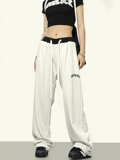 Hippie Y2K Gray Jogger Sports Kpop Harajuku Streetwear Patchwork Pant