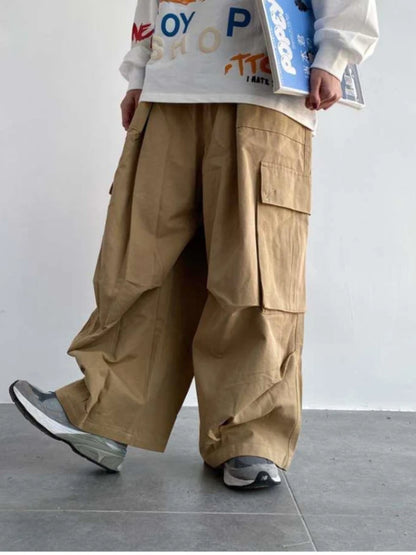 Green Cargo Women Y2K Hippie Kpop Harajuku Oversize Wide Leg Pant