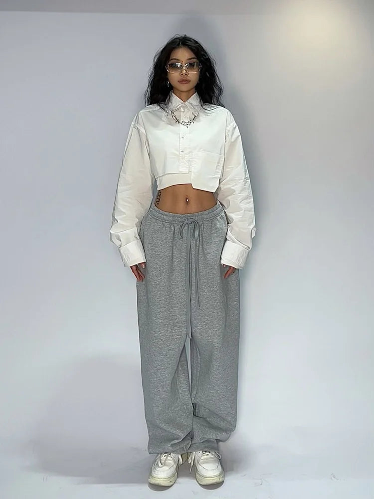 Gray Baggy Jogging Sweatpants Women Hippie Streetwear Korean Pant