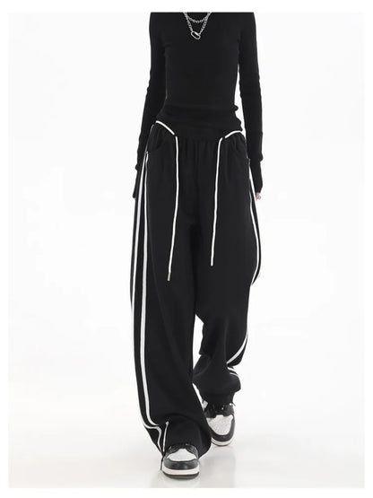 Japanese Black Sweatpants Women Cyber Punk Oversize Wide Jogger Pant