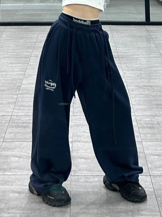 Blue Baggy Jogging Sweatpants Women Kpop Y2K Harajuku Hippie Oversize Wide Leg Pant