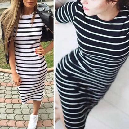 Summer Fashion Stripe Long Maxi BOHO Loose Midi Dresses