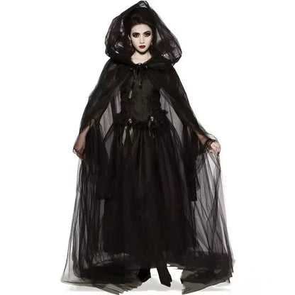 Ghost Bride Witch Vampire Uniform Black Long Day of The Dead Costume