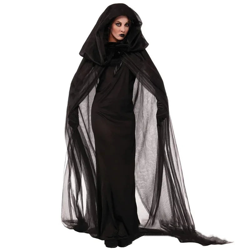 Ghost Bride Witch Vampire Uniform Black Long Day of The Dead Costume