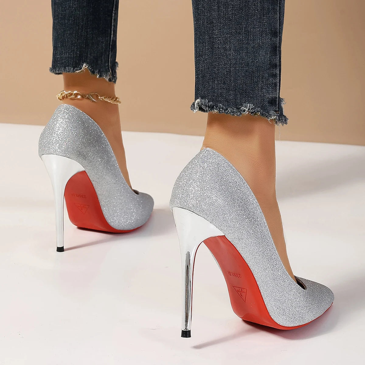 Designer Pointed Toe Red Bottom Sexy Party High Heels High Heel