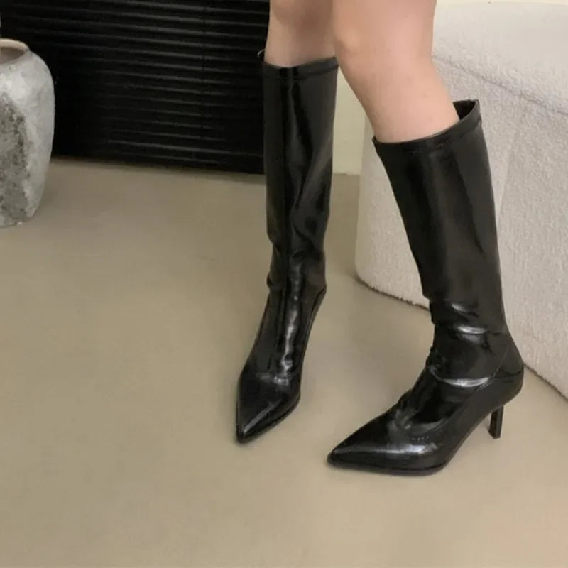 Chic Stylish Trendy Elegant Comfortable Fashionable Pointed Toe Knee High Boots