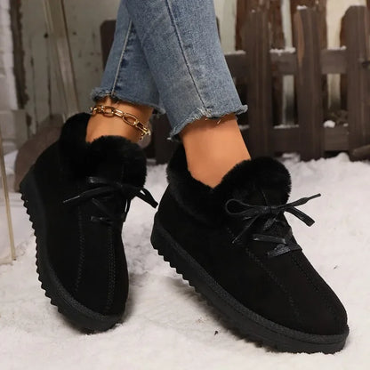 Hot Sale Shoes for Women 2024 New Plush Warm Fashionable Women's Boots Casual Lace-up Winter Cotton Shoes Zapatos De Mujer