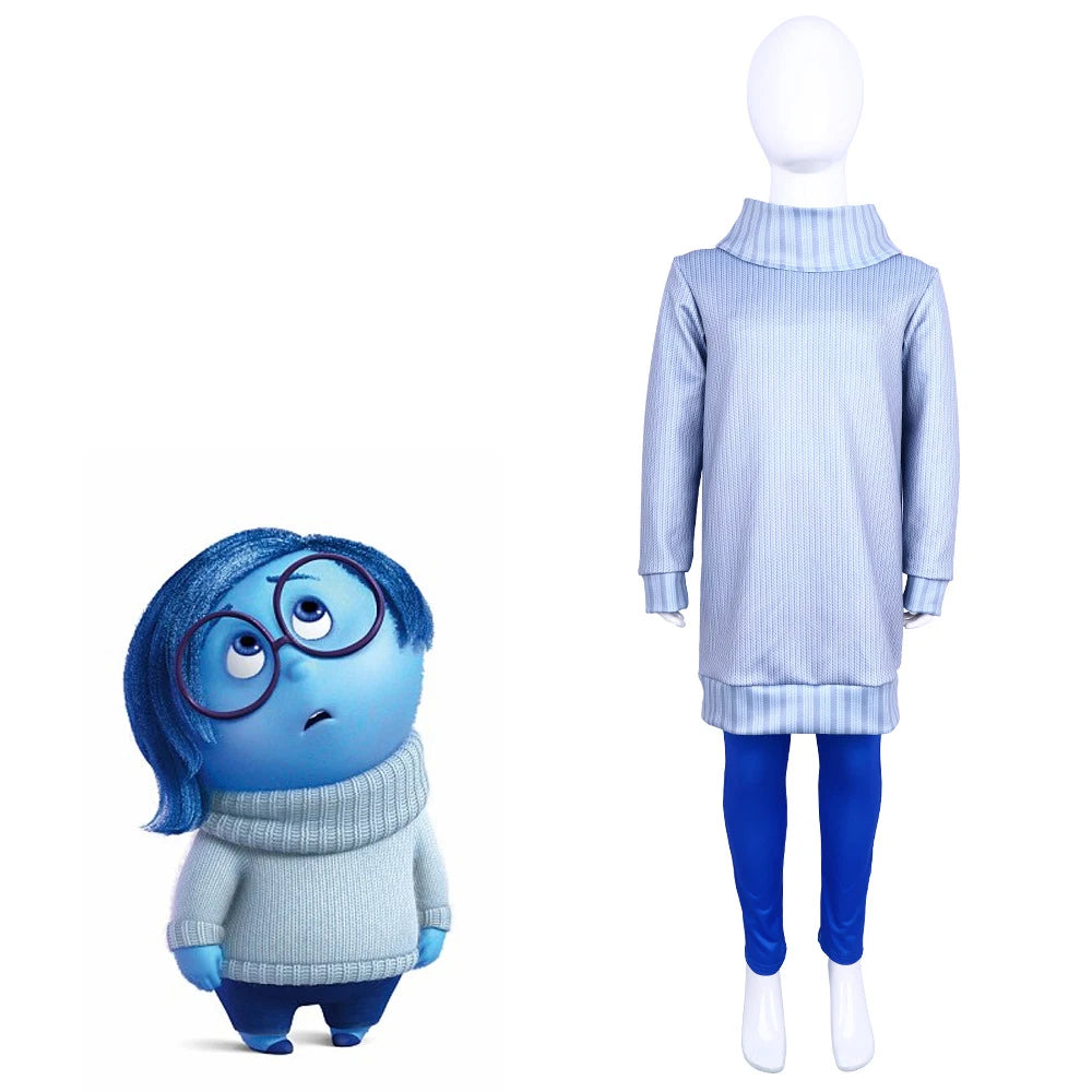 Inside Out 2 Cosplay Cartoon Joy Disgust Anger Sadness Halloween Party Kid Costume