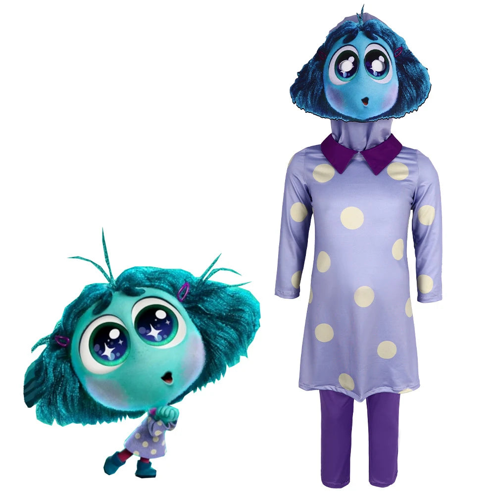 Inside Out 2 Cosplay Cartoon Joy Disgust Anger Sadness Halloween Party Kid Costume