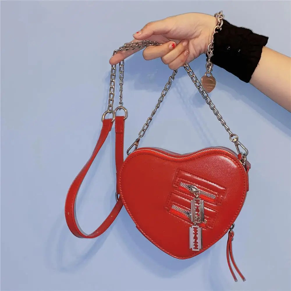 Gothic Heart Y2k Grunge High Street PU Leather Harajuku Aesthetic Bag