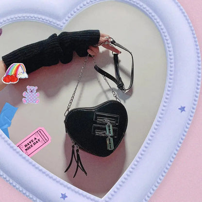 Gothic Heart Y2k Grunge High Street PU Leather Harajuku Aesthetic Bag