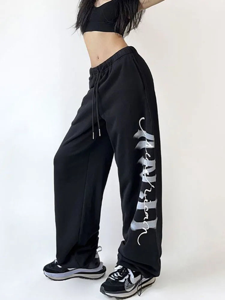 Hip Hop Streetwear Joggers Trendy Y2K Letter Print Sweatpants