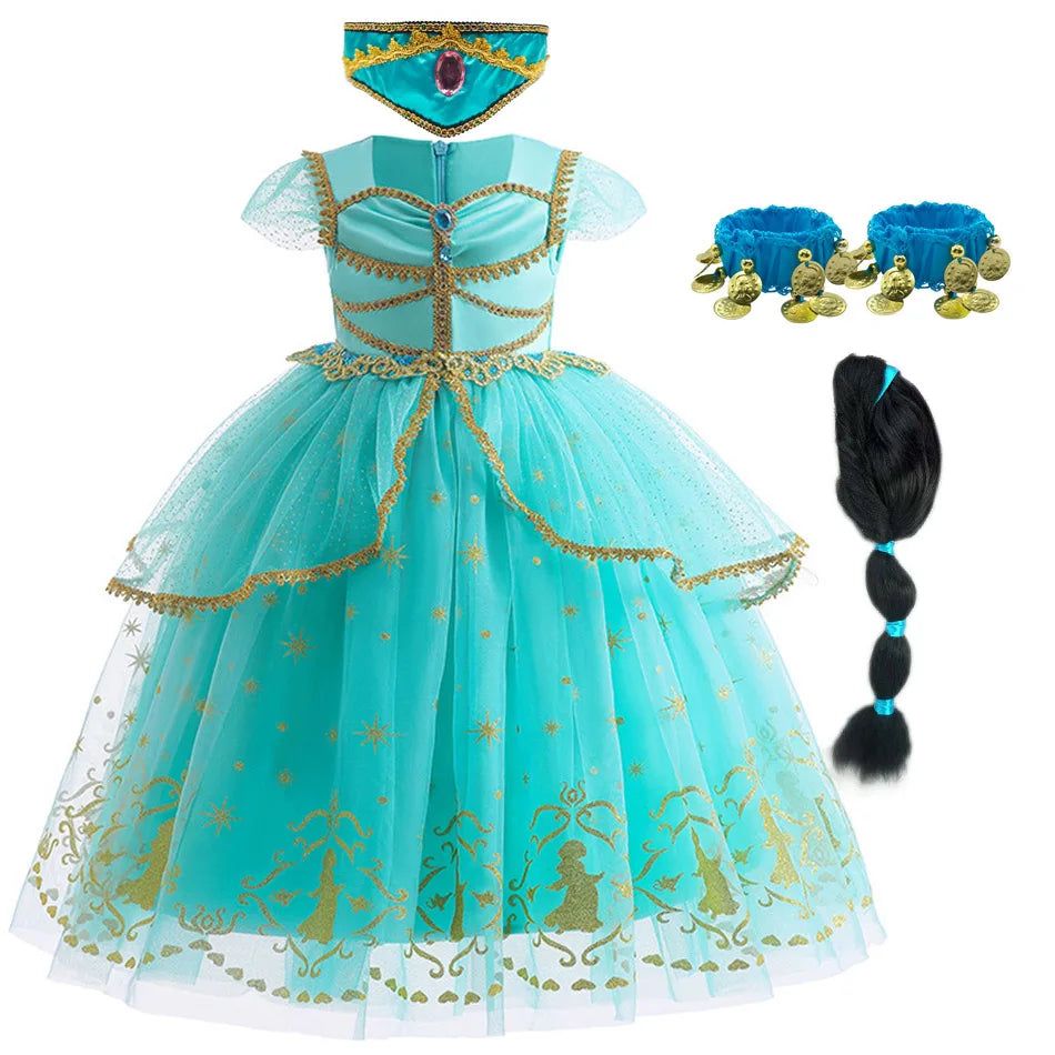 Jasmine Princess Baby Girl Birthday Carnival Aladdin Magic Lamp Prom Gown Kid Costume