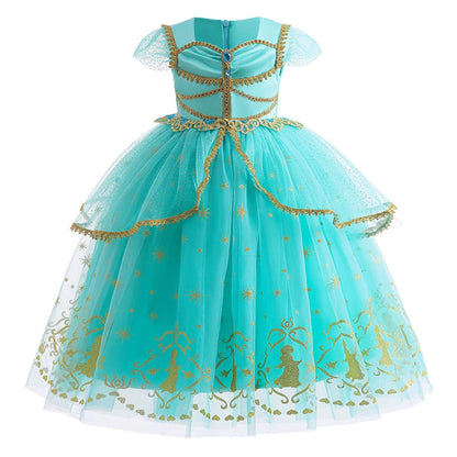 Jasmine Princess Baby Girl Birthday Carnival Aladdin Magic Lamp Prom Gown Kid Costume