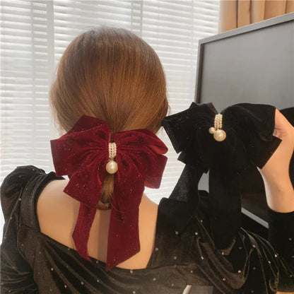 Velvet Bow-knot Christmas Hair Accessory - Large Size