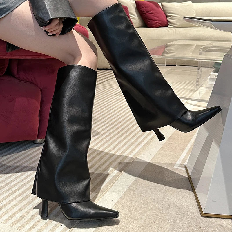 Trendy Elegant Stylish Comfortable Fashionable Chic Pointed Toe Knee High Boots