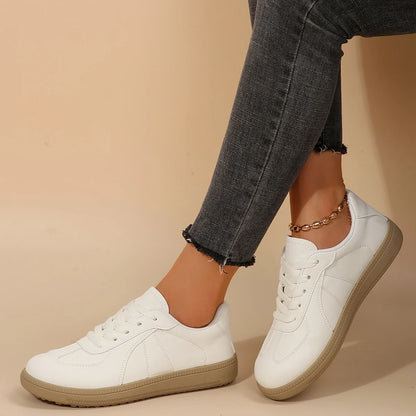 Leather Design Sneakers Platform Lace-up Comfortable Casual Vulcanized Skateboard