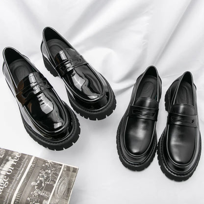 Heightening British Style Tassels Thick-Soled Business Leather Loafers