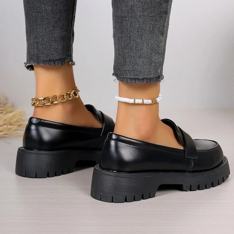 Thick-Soled Wedding Formal Business Casual Leather Platform Loafers