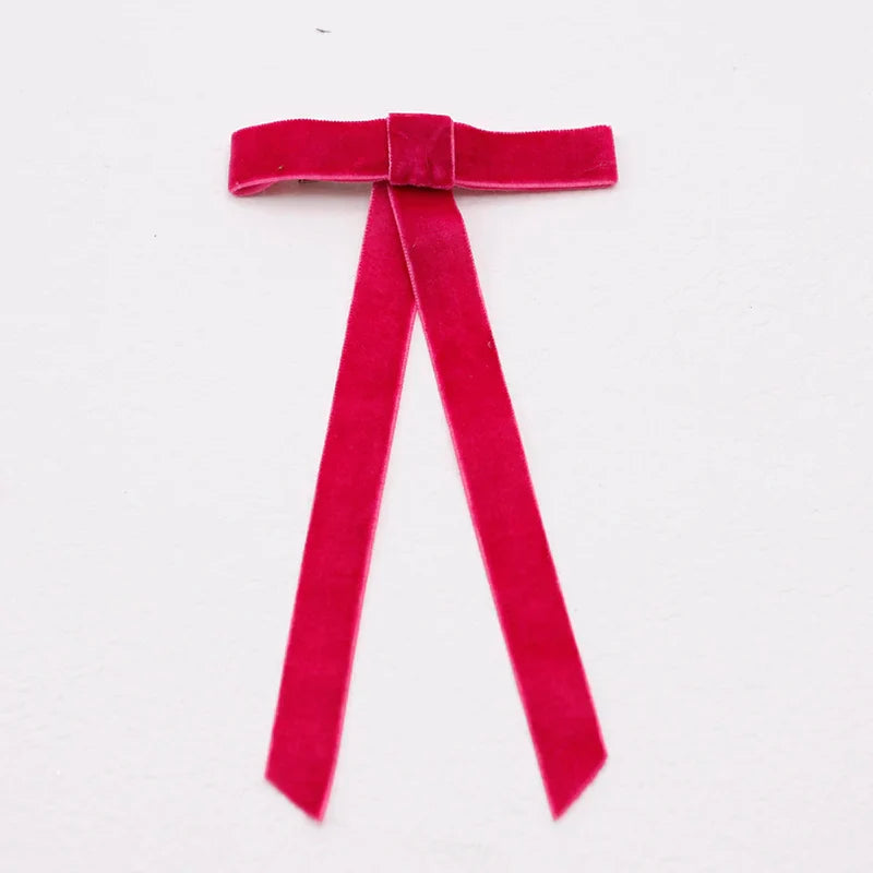 PU Leather Bow Long Ribbon Duckbill Clip Christmas Hair Accessory