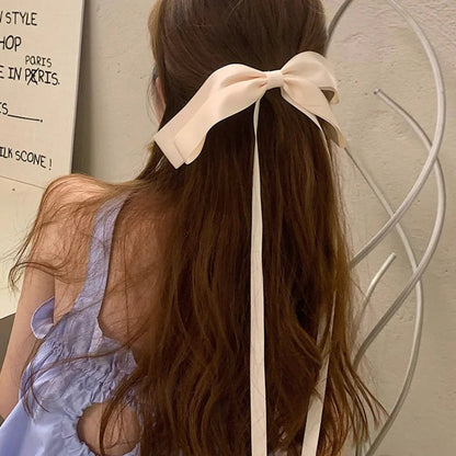 Long Ribbon Bow Back Head Headdress - Christmas Hair Accessory