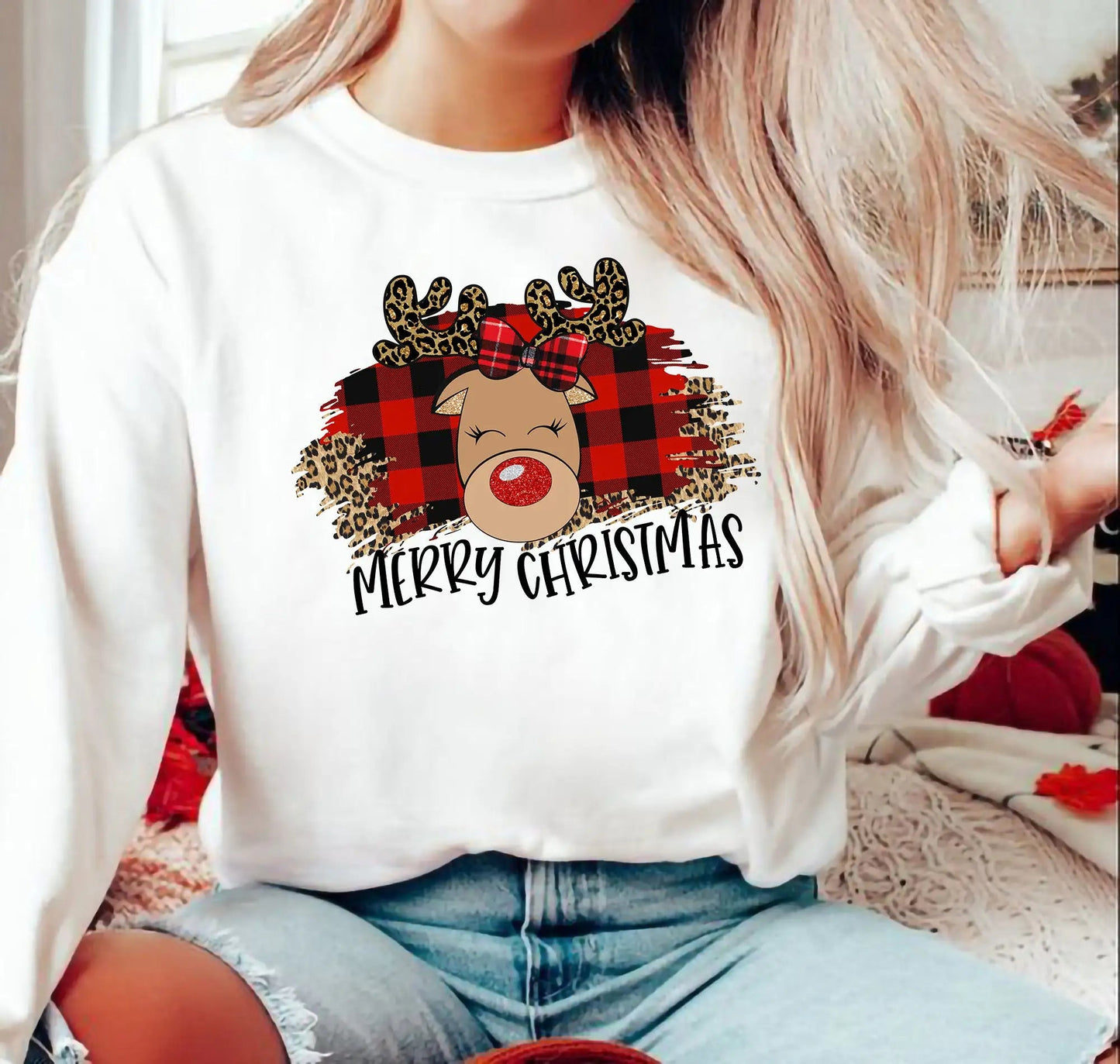 Reindeer Christmas Hoodie for Girls