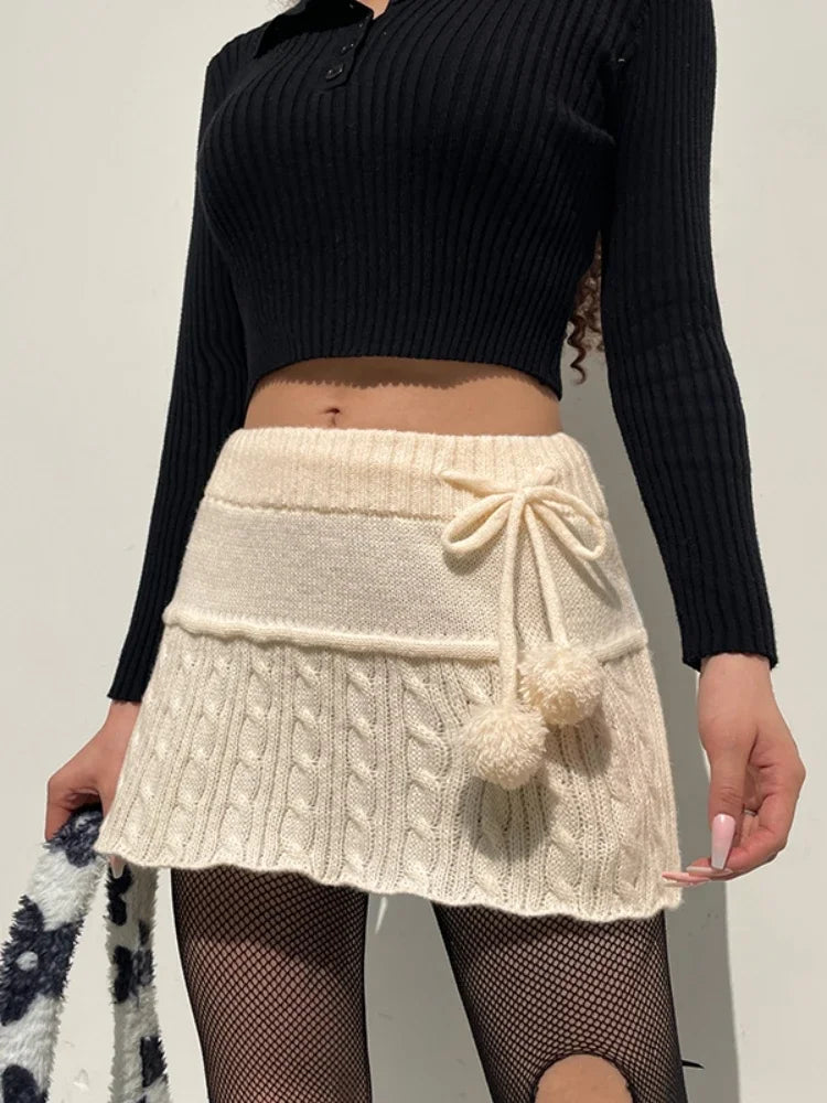 DressBetty - Sexy Knitted Low Waist Preppy Style Skirt