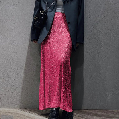 DressBetty - Sequins Loose Crop Maxi Skirt