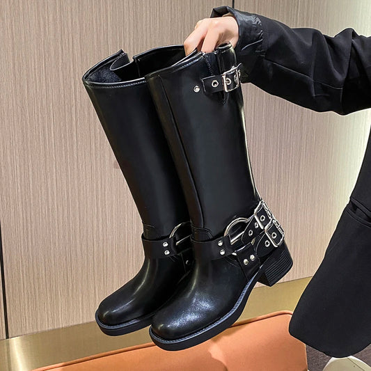 Modern Trendy Slip-On Comfortable Pointed Toe Knee High Boots